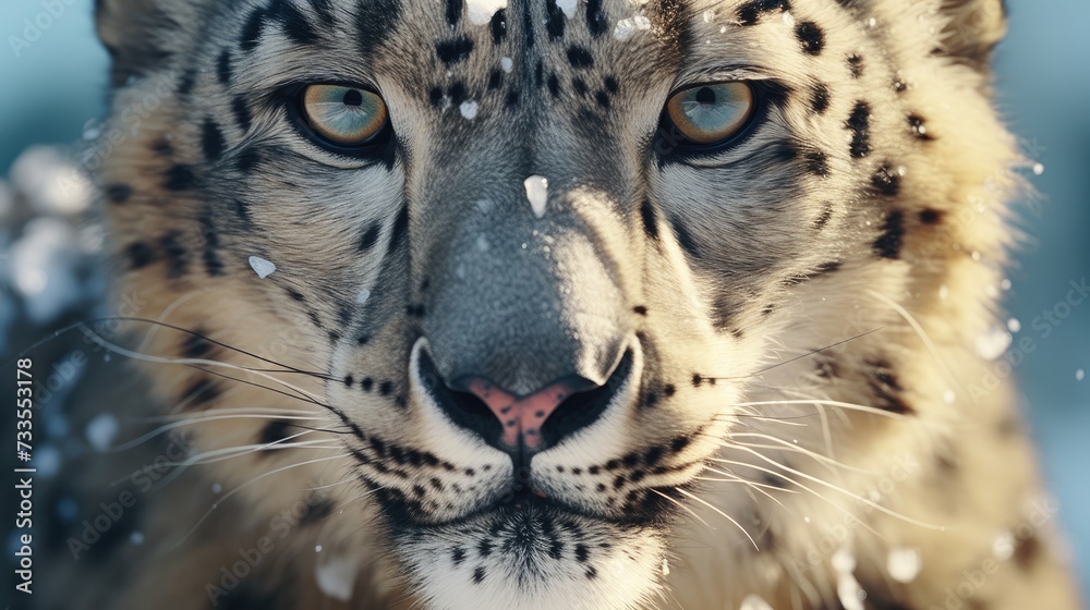 Snow Leopard close-up, Hyper Real Snow Leopard close-up, Hyper Real