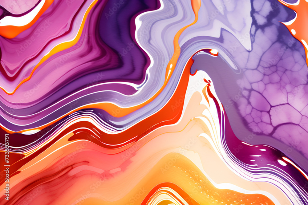 Closeup of abstract watercolor paint background texture with liquid fluid marbled paper texture banner texture. Generative AI (생성형 AI)