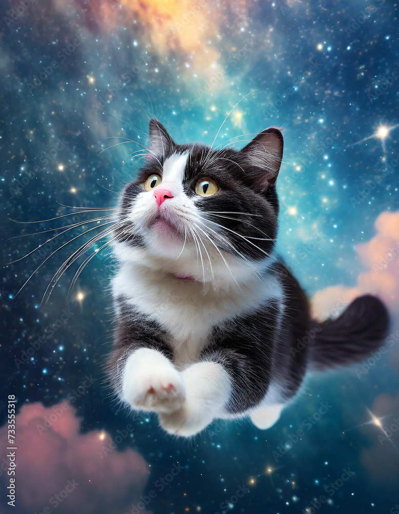 cat chilling in space