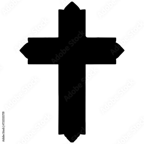 Religion Christian cross icon symbol flat style. Hand drawn black line sketch grunge cross Vector illustration
