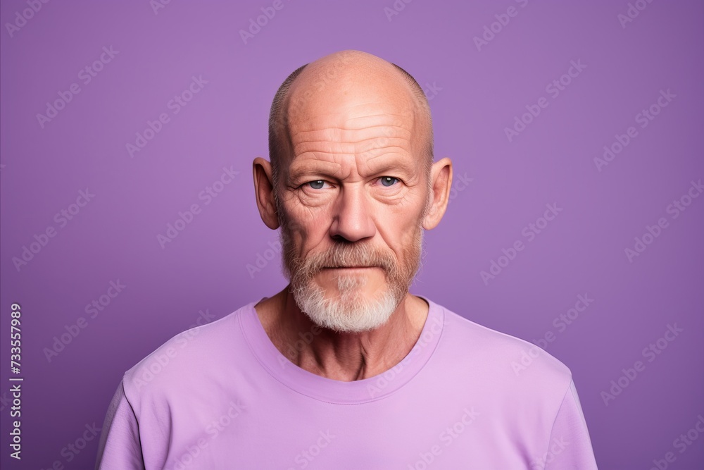 Portrait of an elderly man with a beard on a purple background. Portrait of an elderly man with a beard on a purple background.