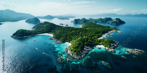 Beautiful aerial view of Koh Nang Yuan island, Thailand.