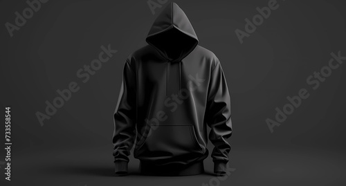 mockup illustration of black hooded sweatshirt