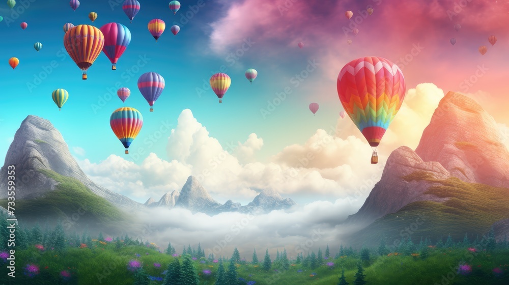 Obraz premium Background with balloons of different colors. Design a greeting card or a birthday invitation.