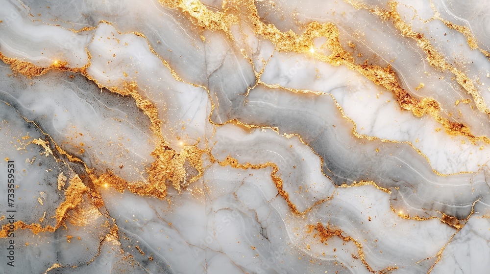 Natural white gold marble texture with glittering surface, Generative AI.