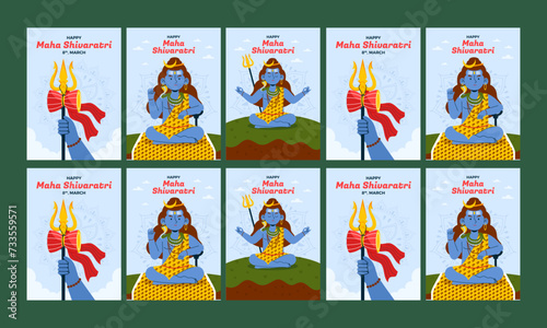 happy maha shivratri social media template vector flat design