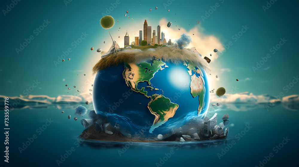 Naklejka premium World Water Day background, concept of global warming and climate change