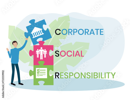 CSR - Corporate social responsibility. acronym business concept. vector illustration concept with keywords and icons. lettering illustration with icons for web banner, flyer, landing page