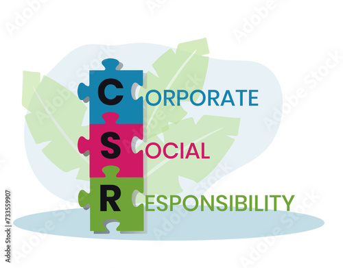 CSR - Corporate social responsibility. acronym business concept. vector illustration concept with keywords and icons. lettering illustration with icons for web banner, flyer, landing page