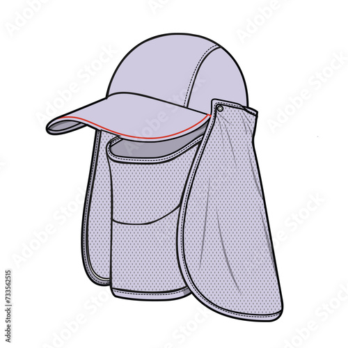 Trapper hat flat drawing vector illustration mockup 