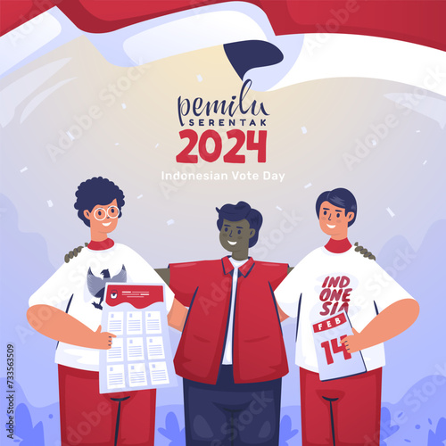 Flat illustration design of Indonesian election voting democratic day