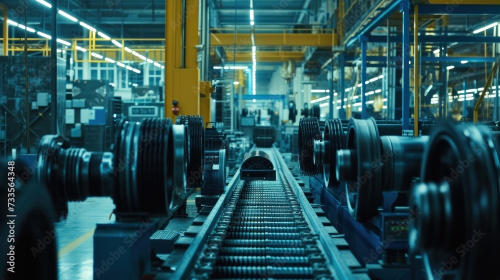 Fototapeta premium gear transmission factory for cars production line manufacturing