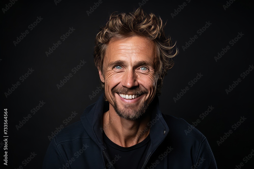 Portrait of a handsome smiling man. Isolated on black background.