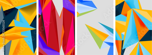 Wallpaper Mural Set of mosaic triangle pattern abstract posters. Vector illustration For Wallpaper, Banner, Background, Card, Book Illustration, landing page Torontodigital.ca