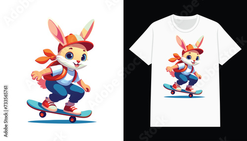 cute cat t-shirt design. cartoon skateboarding cat t shirt print design for apparel and clothing