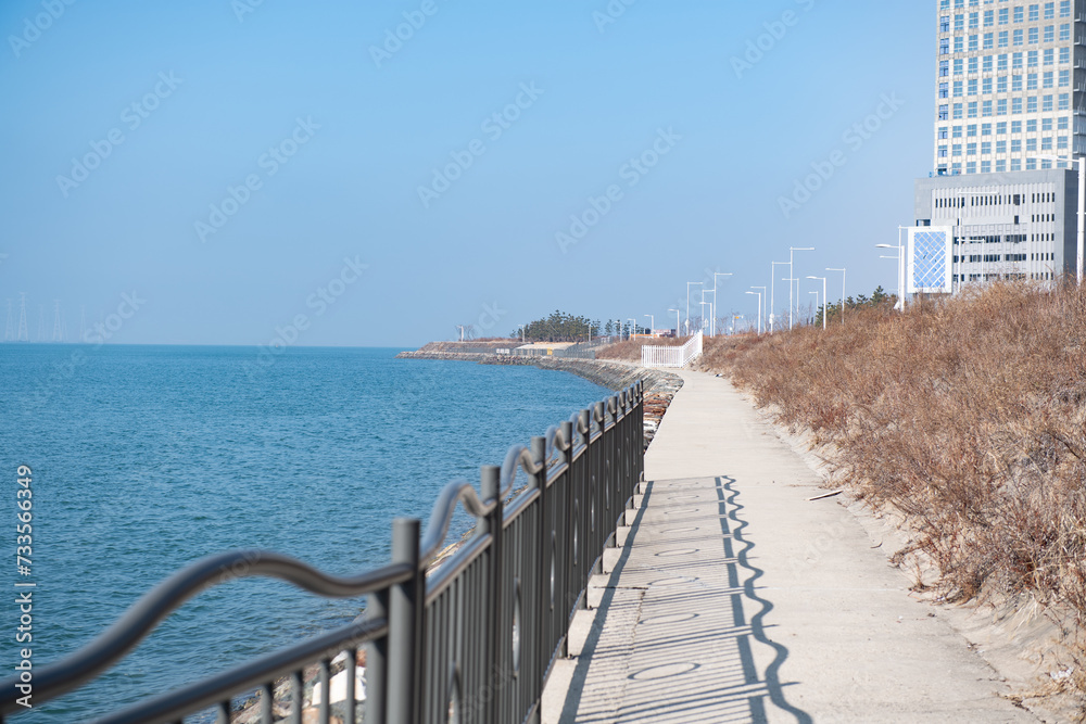 Walkway and fence at seaside park
Walkway and fence at seaside park