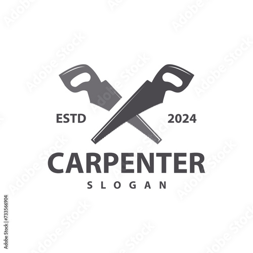 Wood saw logo vector design carpenter tool silhouette woodcutter wood craftsman carpentry company logo