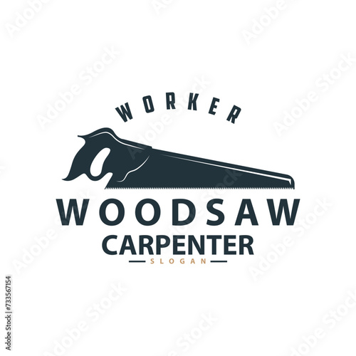 Wood saw logo vector design carpenter tool silhouette woodcutter wood craftsman carpentry company logo