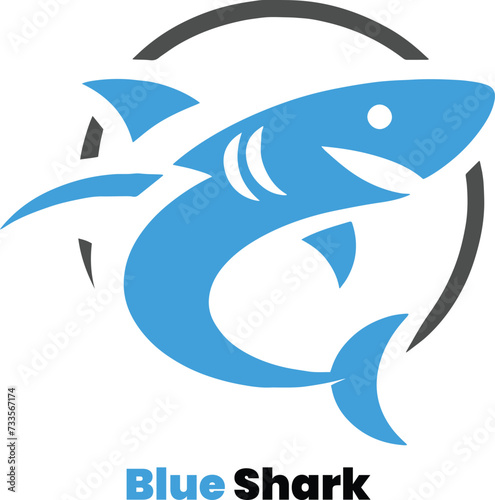 blue shark vector illustration logo