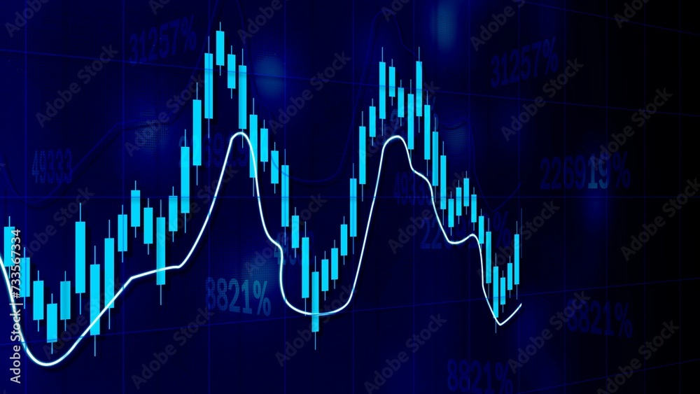 Forex candles chart. finance and trade concept and financial analyst stock market chart with number illustration background.