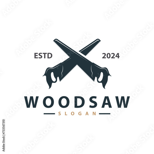 Wood saw logo vector design carpenter tool silhouette woodcutter wood craftsman carpentry company logo