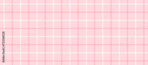 Seamless pink and white windowpane pattern. Checkered plaid repeating background. Tattersall tartan texture print for textile and fabric swatch. Repeated neutral check wallpaper. Vector backdrop