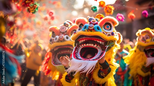 A laughing trendy red chinese dragon celebrating New Year Day. © Ziyan Yang
