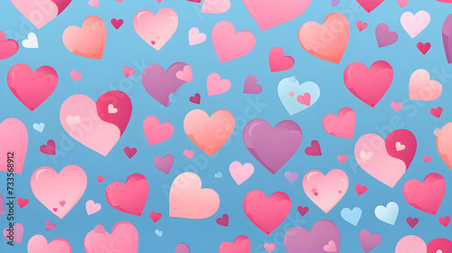 Heart seamless pattern on blue background