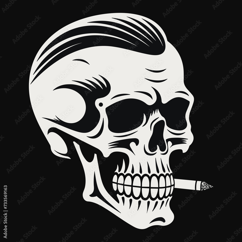 a logo design of a skull with a cigar in his mouth a logo design of a skull with a cigar in his mouth