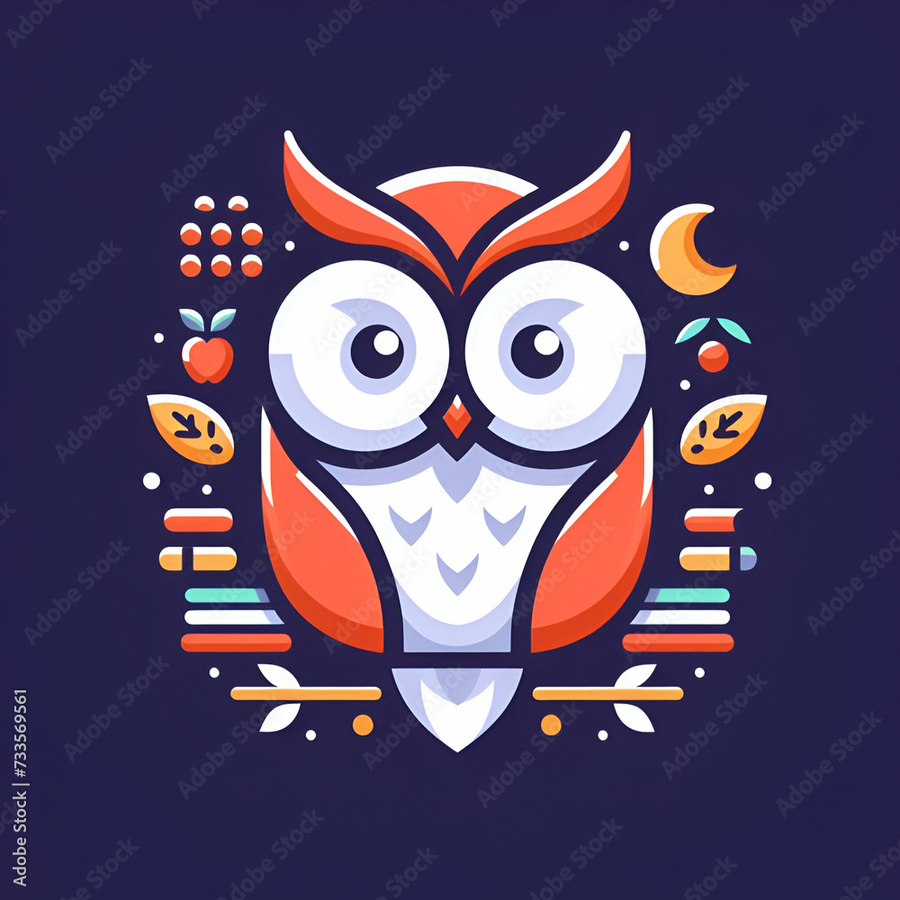 flat logo of Vector owl design