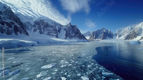 Scenic views of mountain glaciers and their pristine lakes