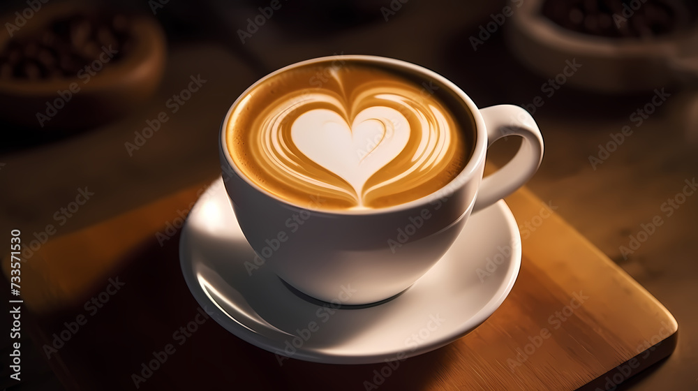 Coffee top view commercial photography, top down view with space for text Coffee top view commercial photography, top down view with space for text