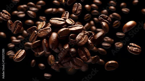 Coffee top view commercial photography, top down view with space for text