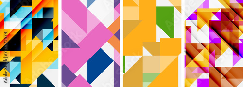 Triangle poster geometric background set