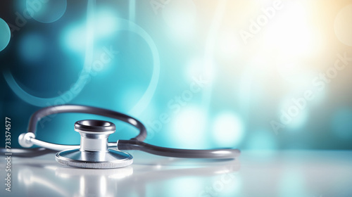 Stethoscope on blue science background.
