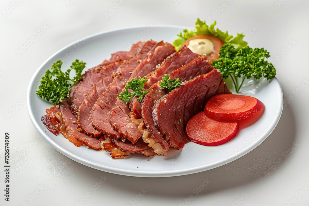 Pastrami plate, isolated