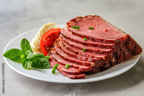 Pastrami plate, isolated