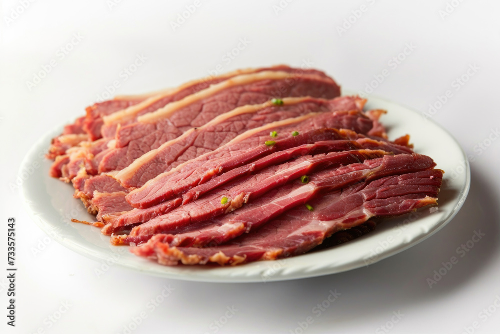 Pastrami dish, isolated on white