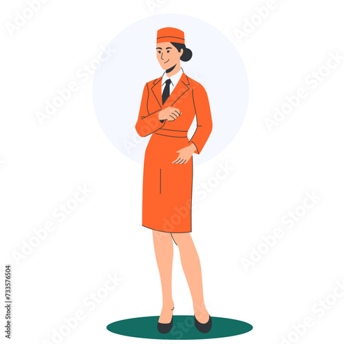 Woman Hotel Staff Flat Concept Style