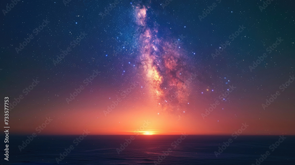 The moment when sunset kisses the night, welcoming the first stars