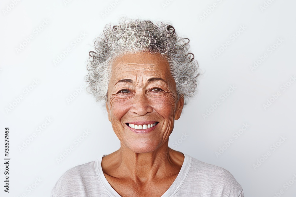 Portrait of a happy senior woman smiling at the camera against white background Portrait of a happy senior woman smiling at the camera against white background
