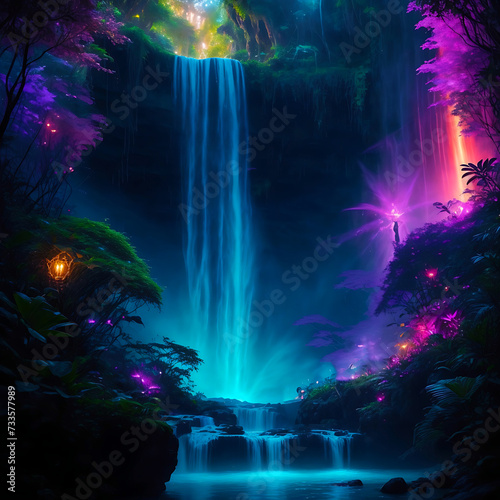Colorful waterfall background