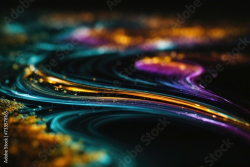 Abstract background with colorful lights and waves. Generative AI.