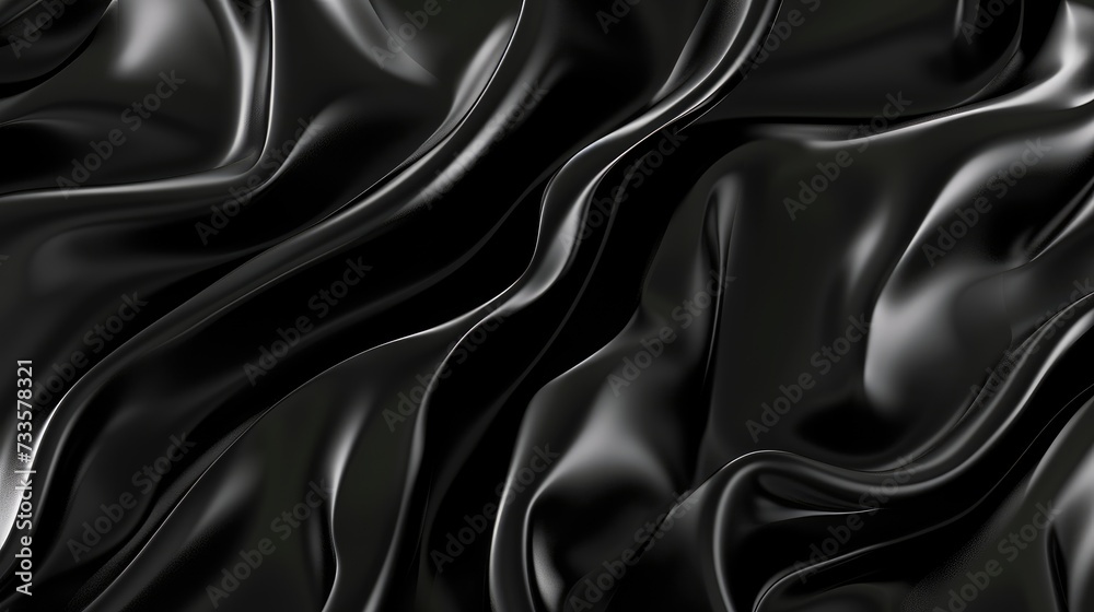 Abstract sophistication with black shiny matte shapes, merging sleekness and mystery seamlessly, Ai Generated.