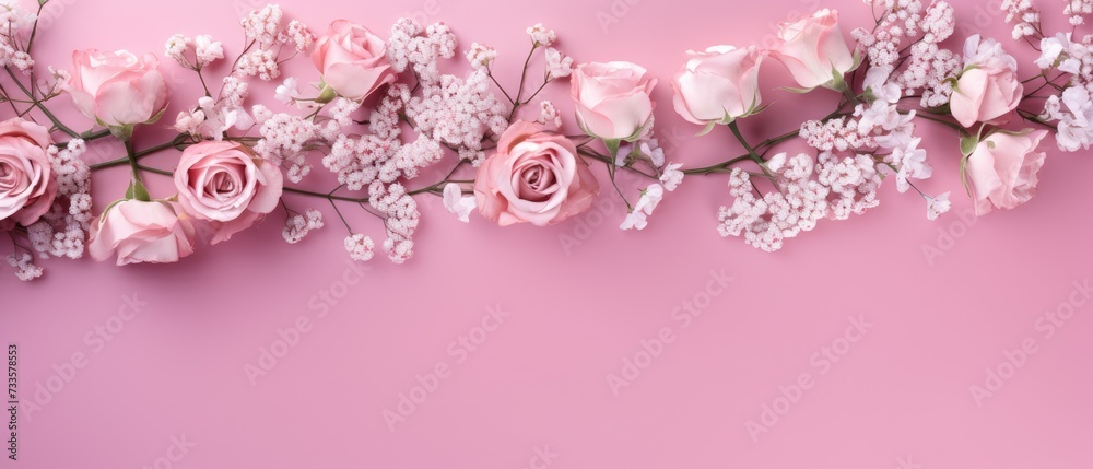 Fresh and vibrant blooming flowers adorning a spring banner, exuding seasonal charm, Ai Generated. Fresh and vibrant blooming flowers adorning a spring banner, exuding seasonal charm, Ai Generated.