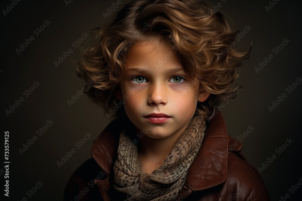 Portrait of a beautiful little girl with curly hair. Beauty, fashion.