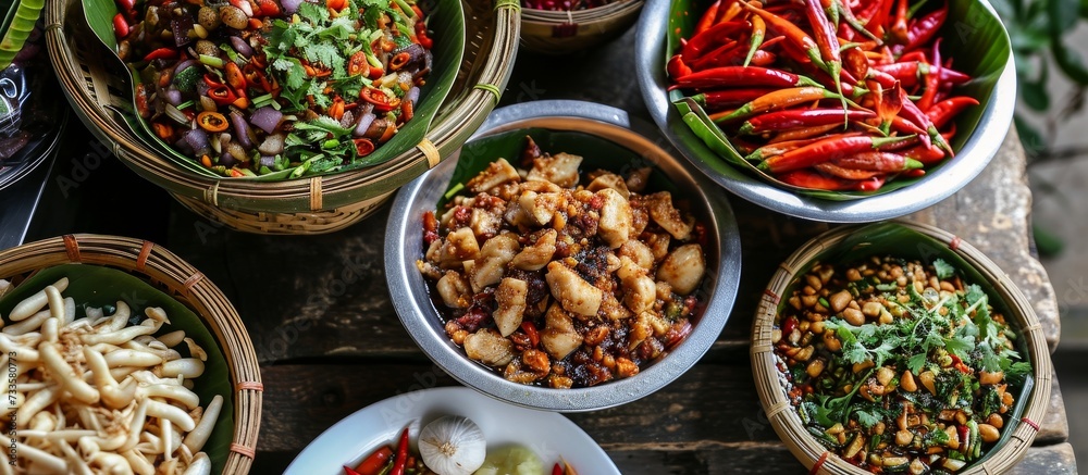 Thai cuisine often includes organic bird chili, which is highly regarded. Thai cuisine often includes organic bird chili, which is highly regarded.