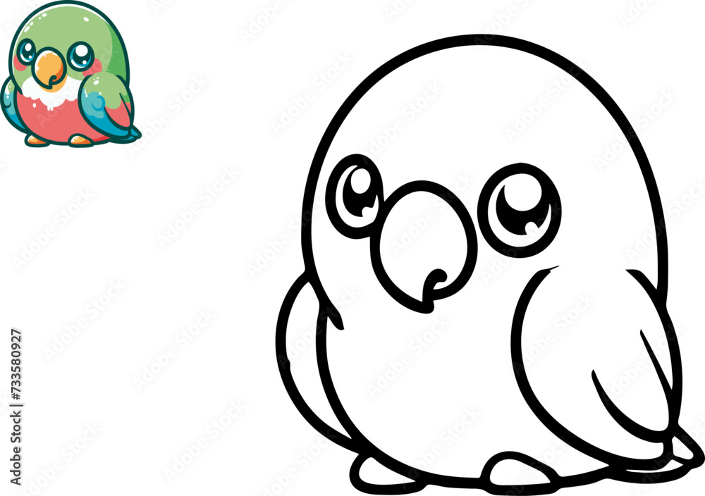 Obraz premium Coloring book with cute bird, vector illustration.