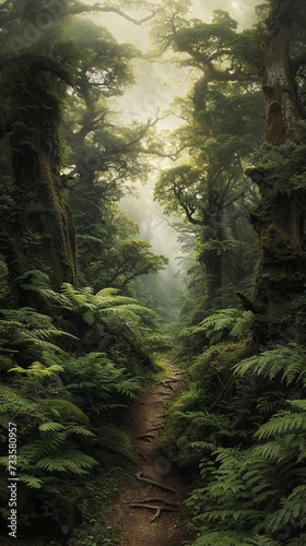 Misty Forest Trail in Lush Greenery © Mia Sol