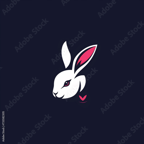 ベクターデザインうさぎのロゴ。黒の背景の動物のロゴ。アイコン。シンボル。 Vector design rabbit logo. Animal logo on black background. Icon. Symbol. [Generative AI]